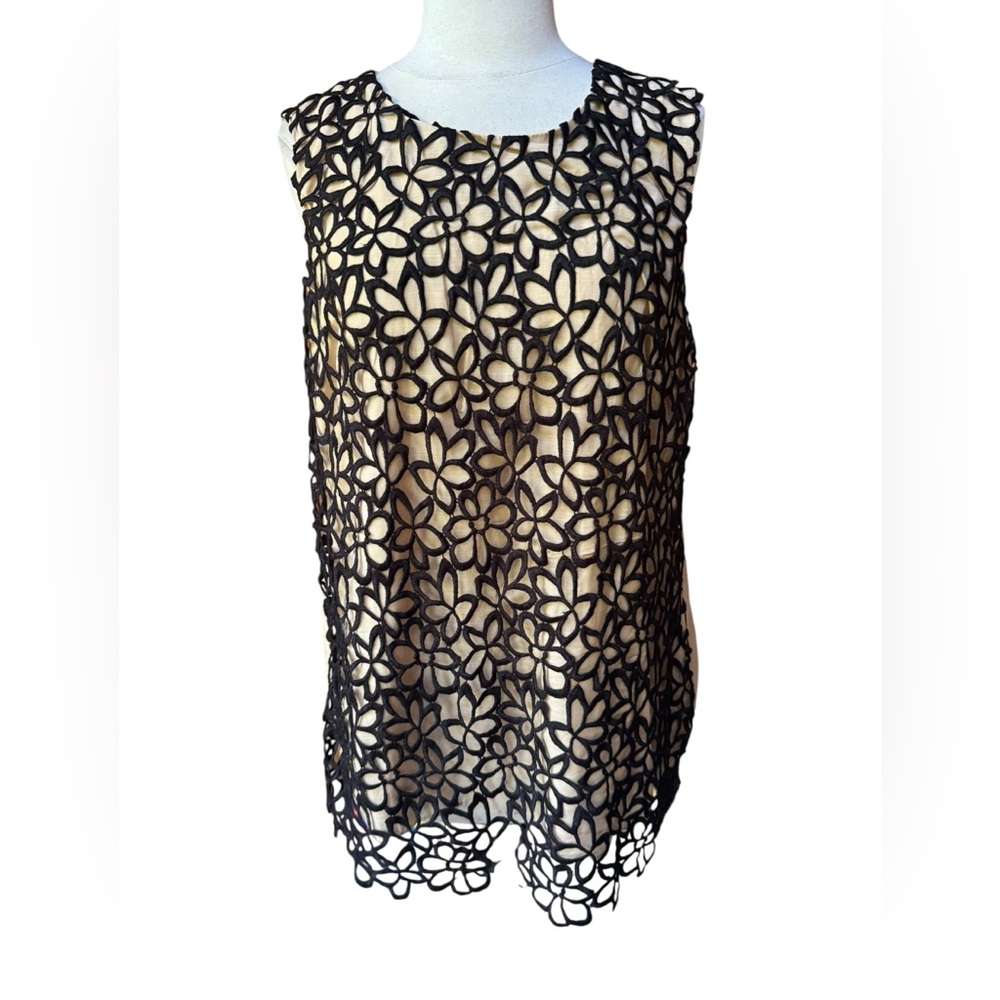 NWT Neiman Marcus for‎ Target Lela Rose Guipure Lace Silk/Cotton Blend Top